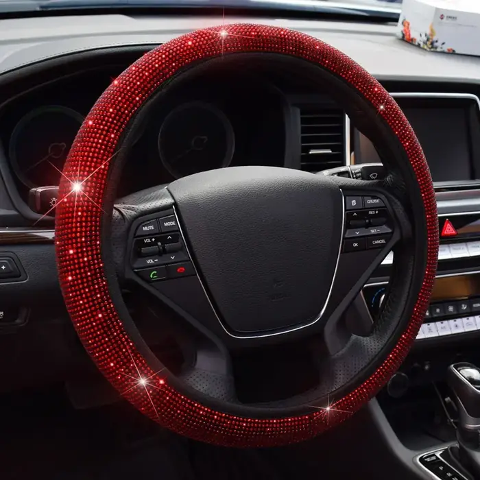 Housse de volant universelle pour voiture SUV, 38cm, respirante, antidérapante, strass scintillants,