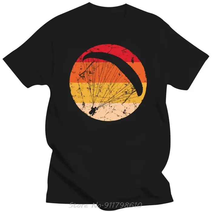 Mode rétro parapente T-shirt pour hommes loisirs parapente paramoteur Parachute T-shirt coton T-shir