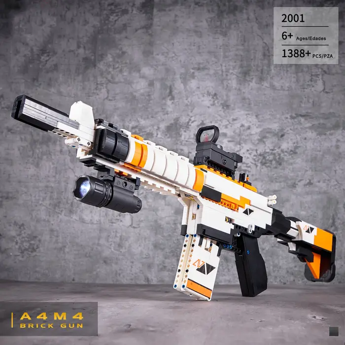 1548 pièces technique doré AK47 M4A4 AWP P90 modèle de pistolet blocs de construction avec moteur en