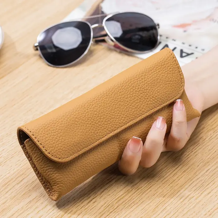 Sac à lunettes de lecture en cuir véritable, étui pour hommes et femmes, support de rangement pour l