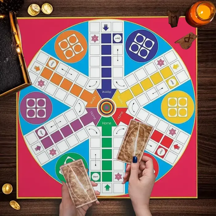 Nappe de jeu de Ludo, motif multicolore, pour les soirées familiales et les soirées jeux, accessoires de décoration