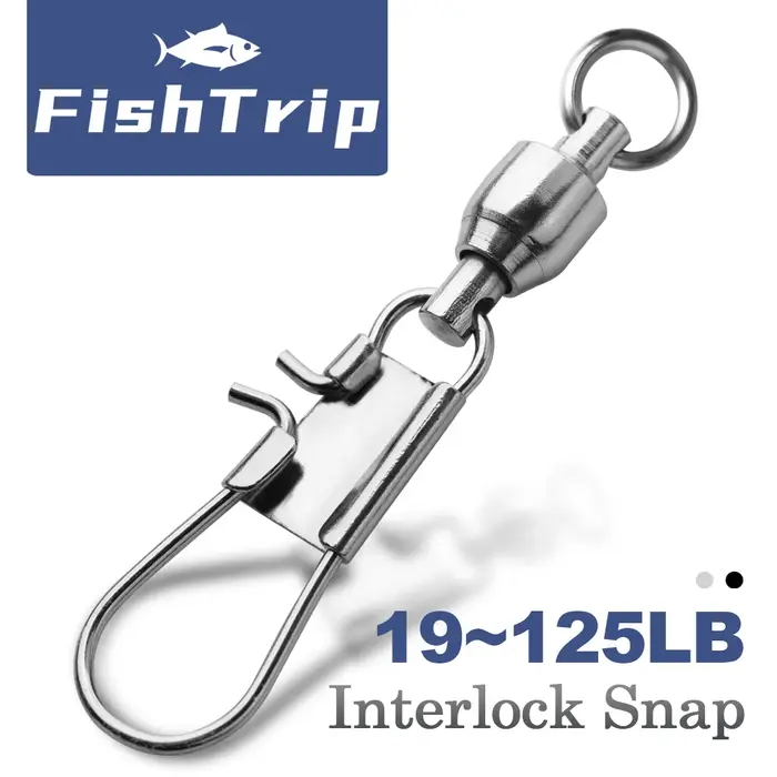 FishTrip pêche Snap pivotant Interlock Snap roulement à billes émerillons en acier inoxydable croix 