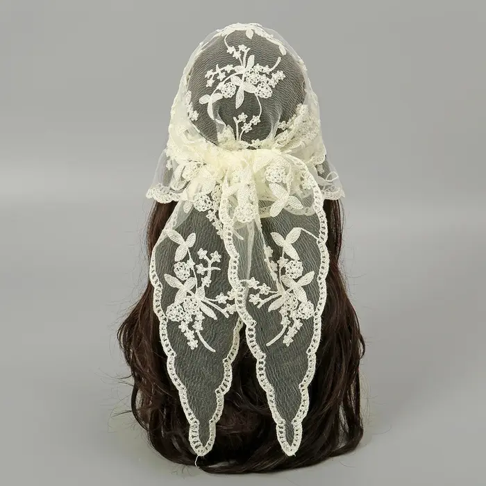 Mode Ins dentelle cheveux écharpe femmes rétro Triangle bandes de cheveux Vintage triangulaire foula