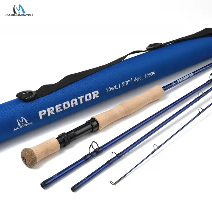 Canne à mouche sel MAXIMUMCATCH 9ft 8-12WT - Carbone haute densité 30T 4 sections - Puissance levage prédateurs