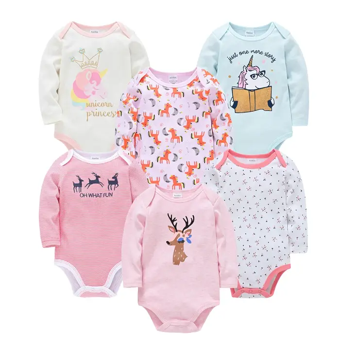 Vêtements pour bébés filles de 3 à 6 pièces/lot, body en coton à manches longues pour filles de 0 à 