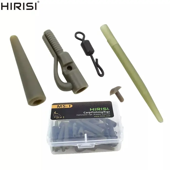Hirisi 40pcs Clips de sécurité pêche carpe émerillons tail rubber manchon Anti-tangle accessoires de