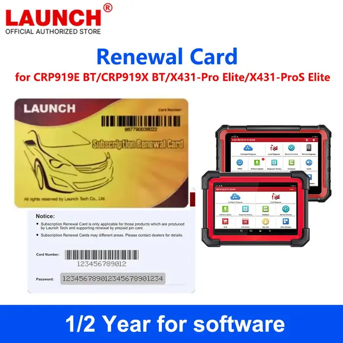 Nouvelle Mise à Jour Logicielle LAUNCH - Carte PIN de Renouvellement 1 An pour Voitures et Camions X