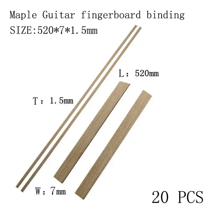 20 pièces de bandes de frette pour guitare 520*7*1,5 mm, divers matériaux en bois massif pour la fab