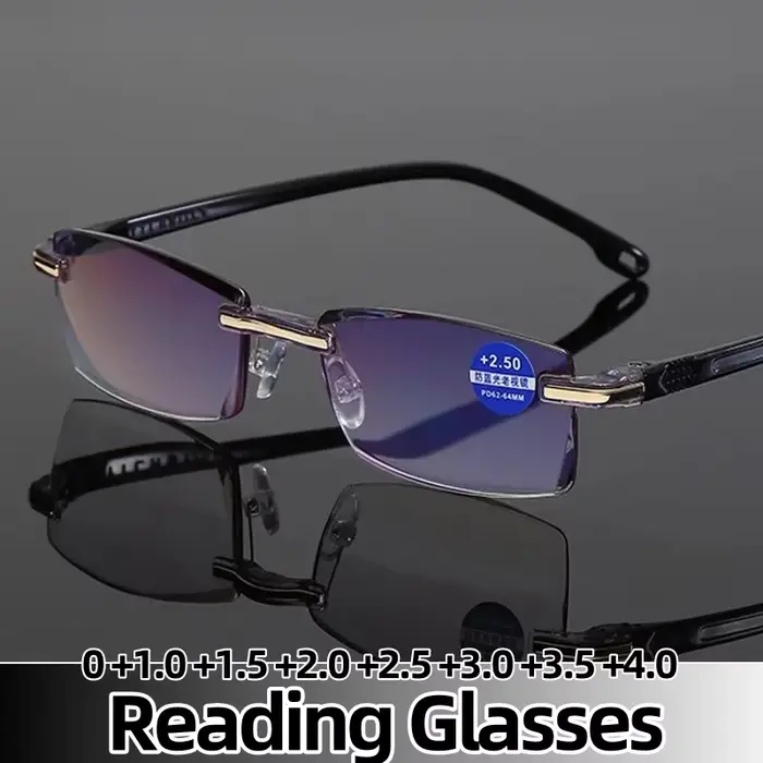 Lunettes de lecture sans bords pour hommes, classiques, Anti-lumière bleue, Vintage, presbytie, unis