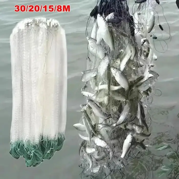 Filet de pêche en nylon monofilament kit de réparation filet flottant piège à poissons accessoire de pêche maille simple pour eau statique eau lente pêcheur amateur
