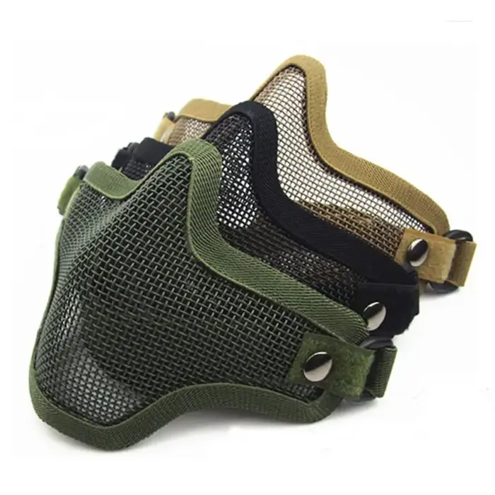 Masque facial tactique en maille d'acier pour paintball et airsoft - Protection camouflage chasse