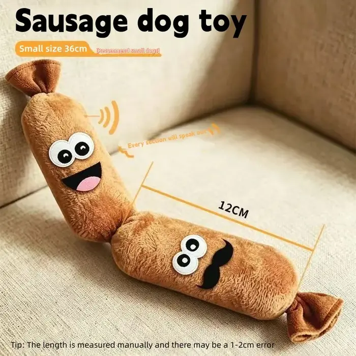 Jouet en peluche pour chien en forme de saucisse, sonore (couinement BB), durable, résistant à la ma
