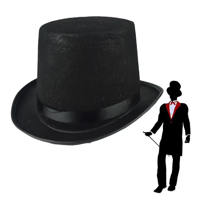 Chapeau haut-de-forme noir pour enfants et adultes, chapeau de magicien pliable de luxe, accessoire 