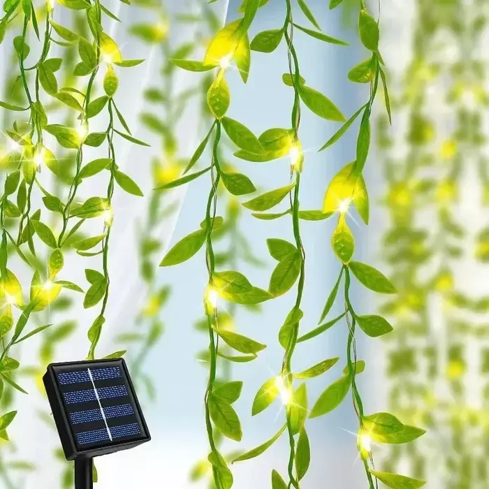 Guirlande solaire de feuilles et de fleurs, imperméable, pour l'extérieur, jardin, rideau féerique, 