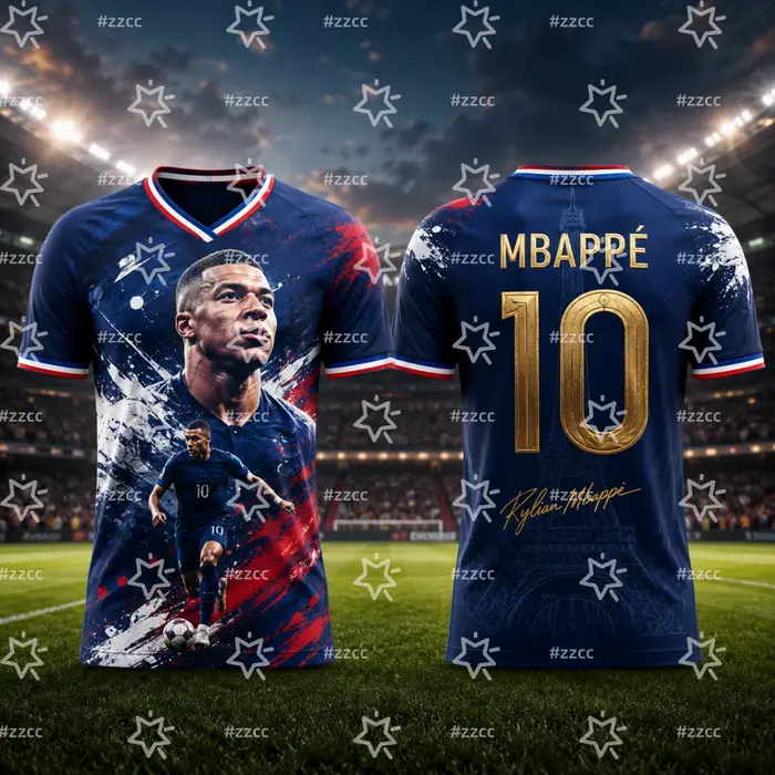 Maillot de football de l'équipe de France Mbappé 2026 – Tenue de match et d'entraînement – T-shirt de sport d'été pour