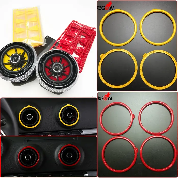 Anneau de sortie de climatisation de voiture rouge jaune, décoration de remplacement pour Audi A3 S3