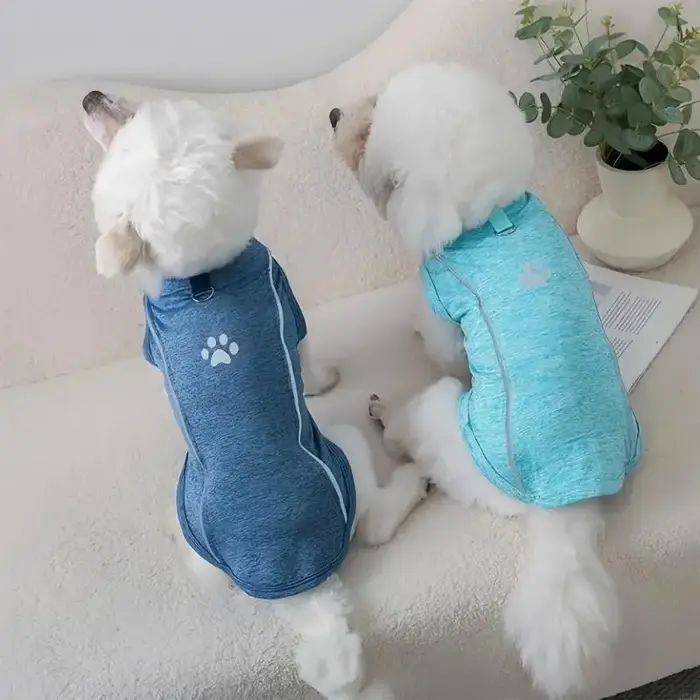 Gilet rafraîchissant pour chien tissu respirant polyester avec bandes réfléchissantes pour activités de plein air et promenades nocturnes