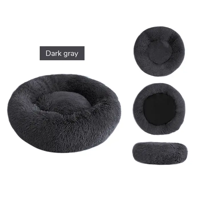 Lit pour chien de compagnie Long en peluche beignet rond chenil