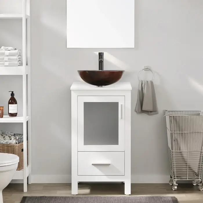 eclife 18 "petit meuble de salle de bain combiné meuble autoportant moderne avec porte et tiroir en 