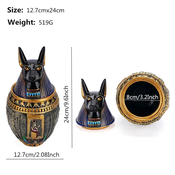 Ancienne egypte Anubis Bastet pot divin animal de compagnie chien chat urne résine ornement cadeau v