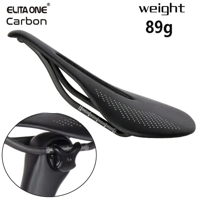 ELITAONE selle de vélo route/Mtb 240x143mm Rail rond en Fiber de carbone 7*7mm Super léger 89g