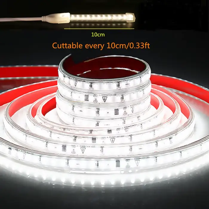 Bande lumineuse Led Ultra-fine et étanche, 10cm, 220V, 120 diodes/m, éclairage linéaire auto-adhésif