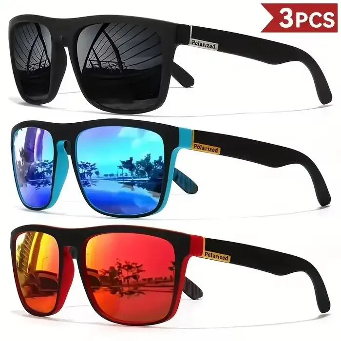 Lunettes de soleil sport polarisées UV400 personnalisables - Monture métal carrée hommes femmes