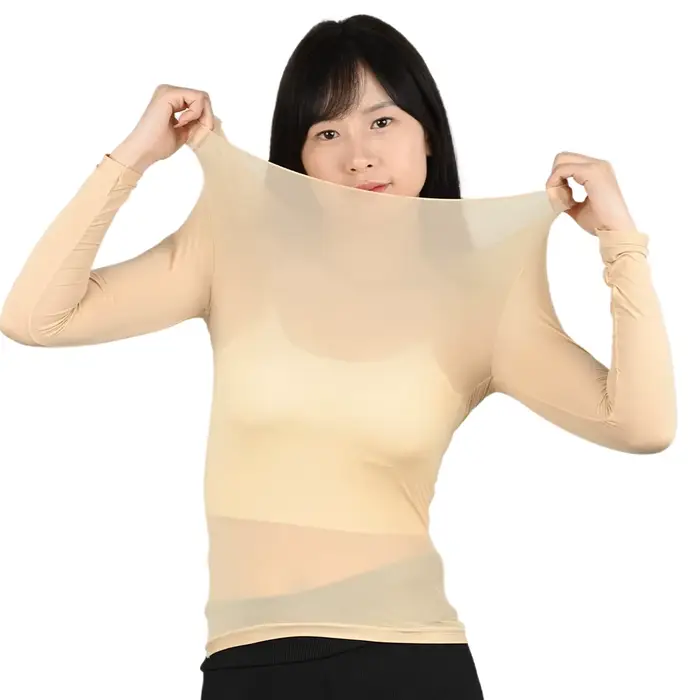 Sous-vêtement thermique femme chemise automne hiver dames mince peau thermique haut pull élastique à