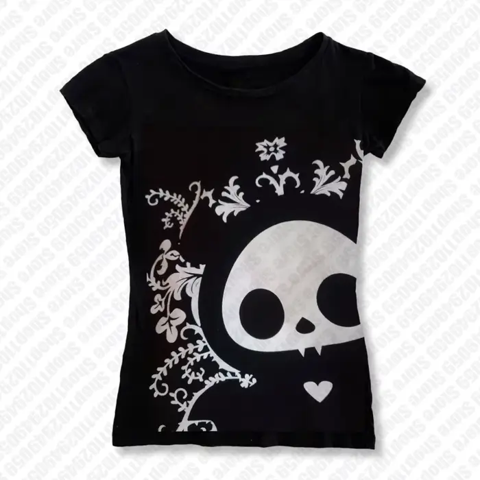 T-shirt gothique kawaii pour femmes style emo des années 90 vêtements vintage courts polyesters décontractés toutes saisons