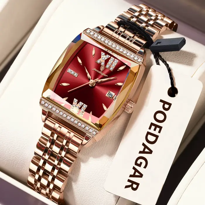 Montre femme élégante POEDAGAR étanche date acier inoxydable quartz originale haute qualité