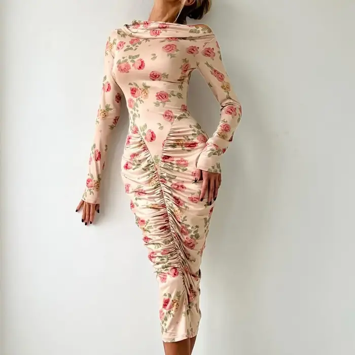Robe à manches longues pour femmes, Style français, beau et pur, artiste classique, plissée florale,
