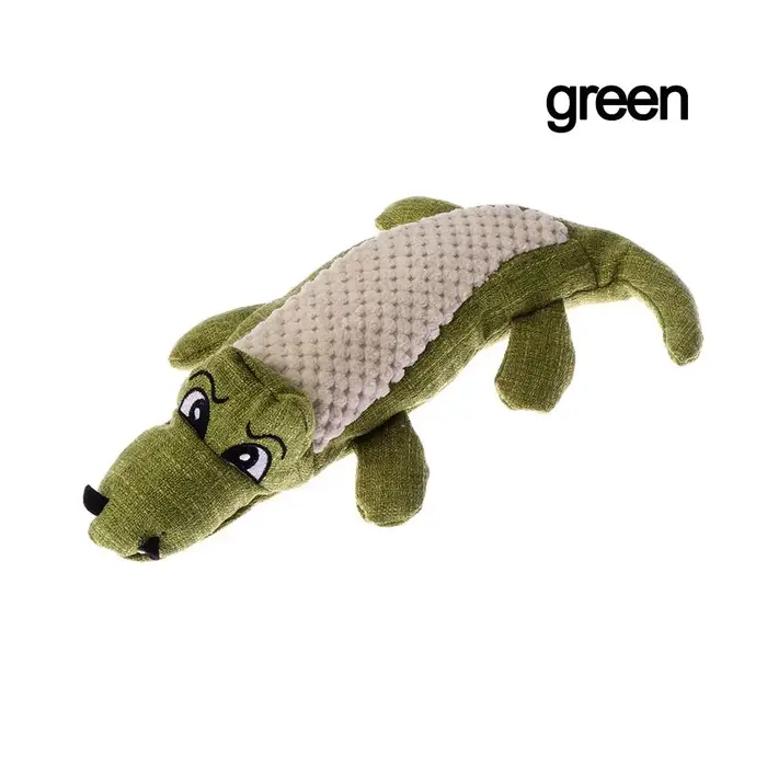 Jouet à mâcher pour chien en peluche de lin, crocodile, qui couine, résistant, interactif, pour nett