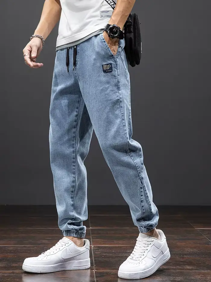Printemps été noir bleu Cargo Jean hommes Streetwear Denim survêtement pantalon hommes Baggy Harem J