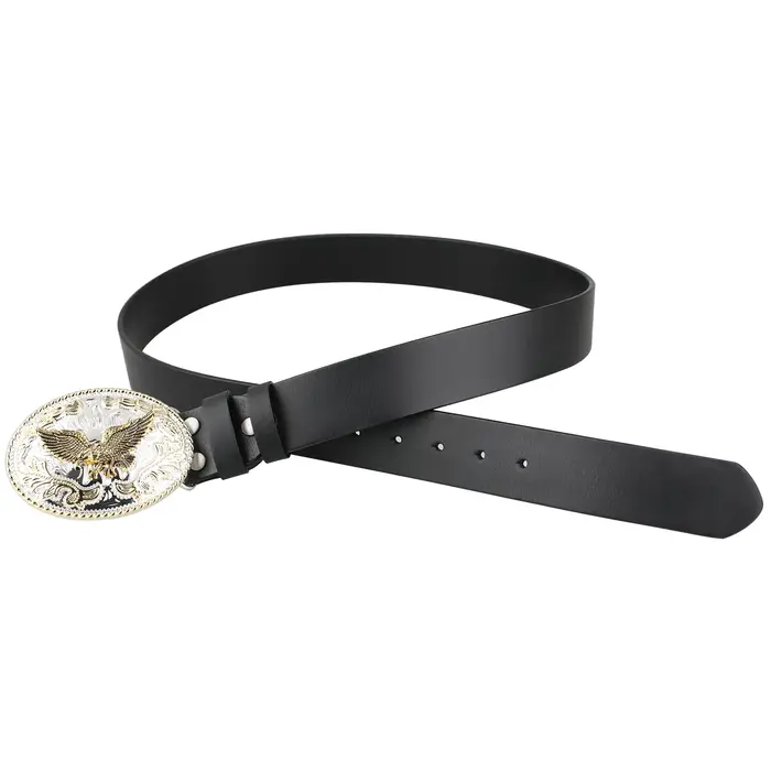 Ceinture en cuir véritable UFAY avec boucle d'aigle dorée pour homme et femme style cow-boy pantalon de loisirs装饰去掉最后的装饰性描述，保持简洁。