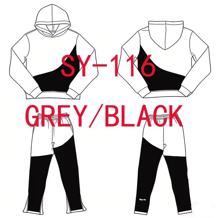 SY-116 Jogging Streetwear sweats à capuche pantalon ensemble survêtement hommes vêtements Y2k coton 