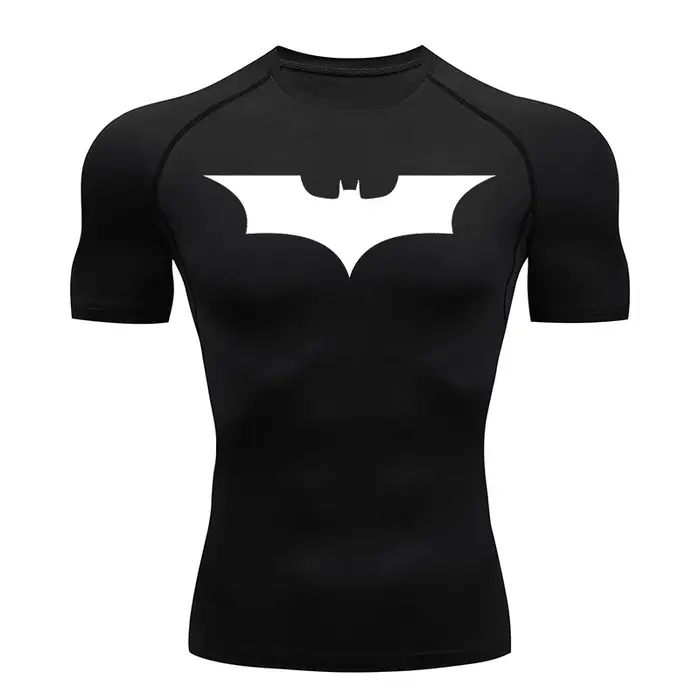 Chemises de Compression imprimées chauve-souris pour hommes, été, manches courtes, protection contre