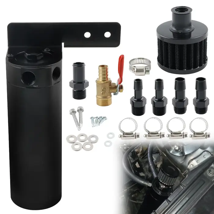 Kit de Récupération d'Huile Noir à 2 Ports de 750ml, Réservoir Universel à Déflecteur, Précieux avec