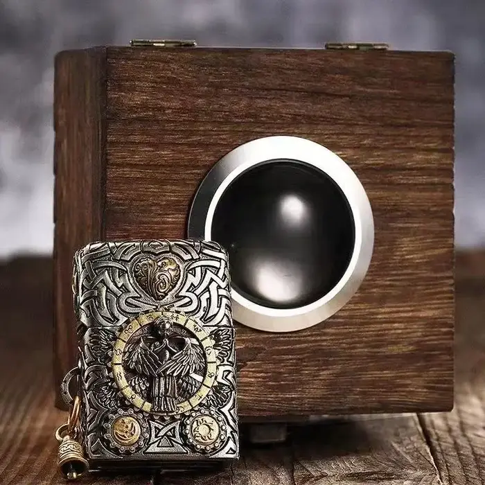 NOUVEAU Briquet à essence Six Winged Angel Armor, Briquet classique coupe-vent à roue de friction, A