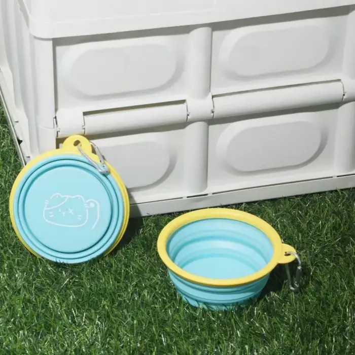 Bol pliable pour chien - Bol portable pour nourriture et eau pour animaux de compagnie avec crochet de fixation