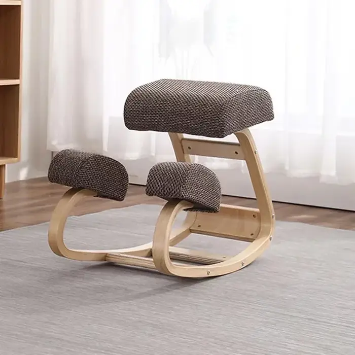 Chaise ergonomique à genoux pour bureau, maison, bureau, chaise à bascule en bois massif avec coussi