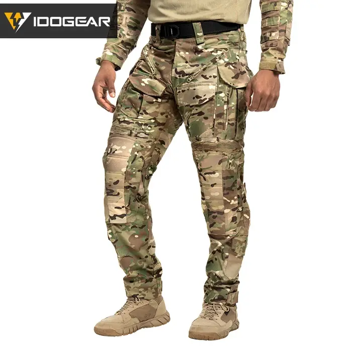 Pantalon tactique IDOGEAR G5 homme flex ripstop avec genouillères multi-poches randonnée travail 3215