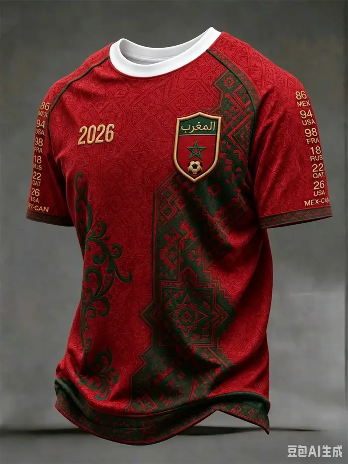Nouveau T-shirt 2026 pour supporters de football du Maroc – Homme, imprimé lettres rouges, manches c