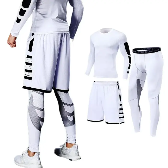 Survêtement de course pour hommes, ensemble de vêtements de Sport d'entraînement, de Fitness, Leggin