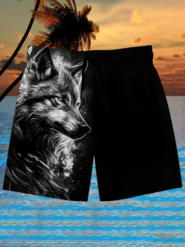 Shorts pour hommes motif loup-chien 2026 – Classique, tendance, imprimé 3D, pour couple, décontracté