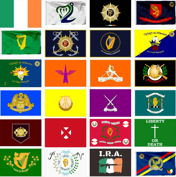 Drapeau militaire d'Irlande Bannière de l'armée 100D Polyester 90 x 150 cm 3 x 5 pieds Impression double face Drapeaux