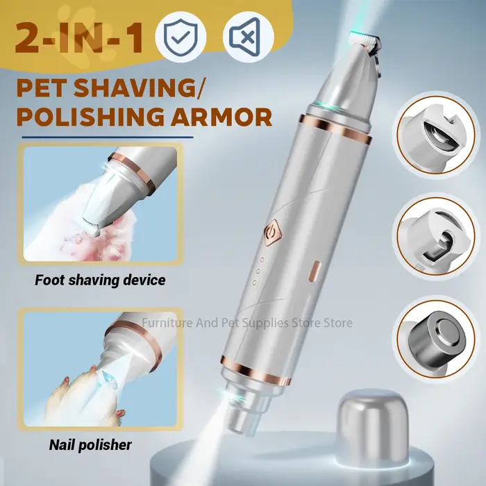 Tondeuse 2-en-1 pour pattes de chien et coupe-ongles pour chat
