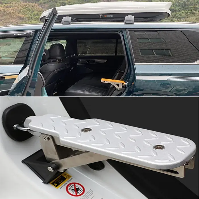 Support de toit de voiture universel en aluminium de 440 Lbs, loquet de porte adapté au toit, pédale