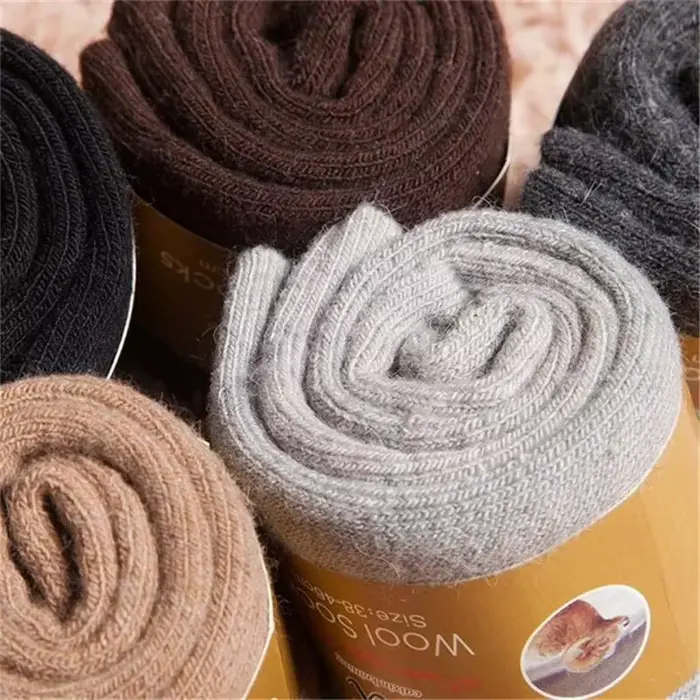 Lot 4 paires chaussettes hiver ultra-épaisses en laine mérinos - Chaussettes thermiques neige homme femme