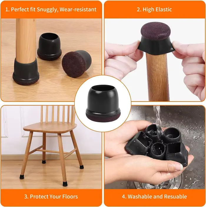 Protecteurs de sol pour pieds de chaise, 8 pièces, antidérapants 360 °   Couvre-pieds de meubles en 