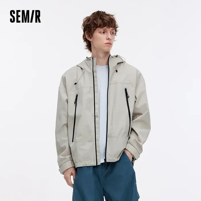 Semir veste hommes Sport de plein air ample à capuche Patchwork maille 2025 automne haut texturé vêt